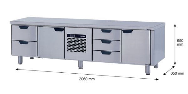 Porkka - Grillkylbänk GNL -  Kylaggregat, 4 Moduler - Mått: 2060 x 650 x 650mm - 34