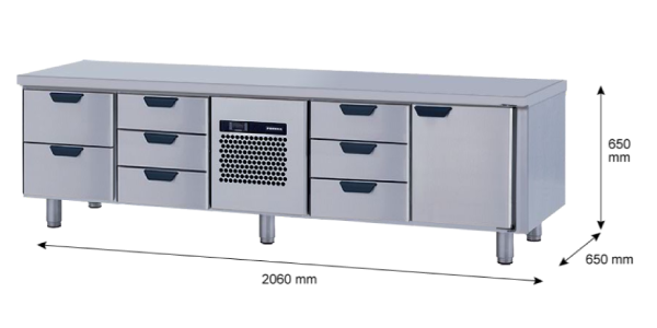Porkka - Grillkylbänk GNL -  Kylaggregat, 4 Moduler - Mått: 2060 x 650 x 650mm - 52