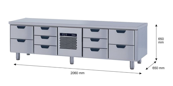 Porkka - Grillkylbänk GNL -  Kylaggregat, 4 Moduler - Mått: 2060 x 650 x 650mm - 53