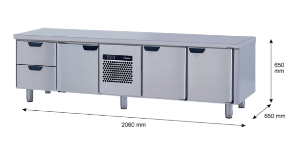 Porkka - Grillkylbänk GNL -  Kylaggregat, 4 Moduler - Mått: 2060 x 650 x 650mm - 28