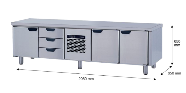 Porkka - Grillkylbänk GNL -  Kylaggregat, 4 Moduler - Mått: 2060 x 650 x 650mm - 19