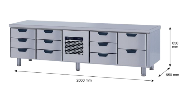 Porkka - Grillkylbänk GNL -  Kylaggregat, 4 Moduler - Mått: 2060 x 650 x 650mm - 80