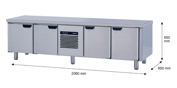 Porkka - Grillkylbänk GNL -  Kylaggregat, 4 Moduler - Mått: 2060 x 650 x 650mm