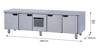 Porkka - Grillkylbänk GNL -  Kylaggregat, 4 Moduler - Mått: 2060 x 650 x 650mm