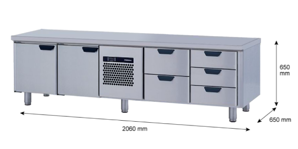 Porkka - Grillkylbänk GNL -  Kylaggregat, 4 Moduler - Mått: 2060 x 650 x 650mm - 6