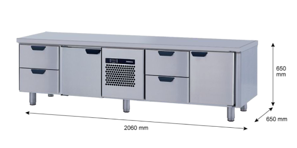 Porkka - Grillkylbänk GNL -  Kylaggregat, 4 Moduler - Mått: 2060 x 650 x 650mm - 31