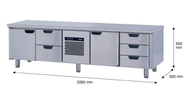 Porkka - Grillkylbänk GNL -  Kylaggregat, 4 Moduler - Mått: 2060 x 650 x 650mm - 12