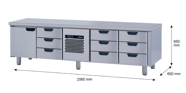 Porkka - Grillkylbänk GNL -  Kylaggregat, 4 Moduler - Mått: 2060 x 650 x 650mm - 27