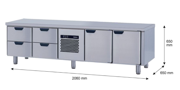 Porkka - Grillkylbänk GNL -  Kylaggregat, 4 Moduler - Mått: 2060 x 650 x 650mm - 37