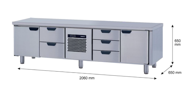 Porkka - Grillkylbänk GNL -  Kylaggregat, 4 Moduler - Mått: 2060 x 650 x 650mm - 16