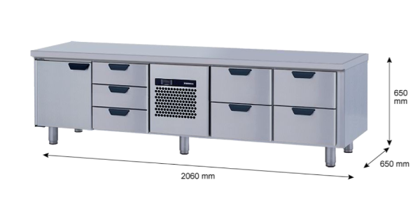 Porkka - Grillkylbänk GNL -  Kylaggregat, 4 Moduler - Mått: 2060 x 650 x 650mm - 23