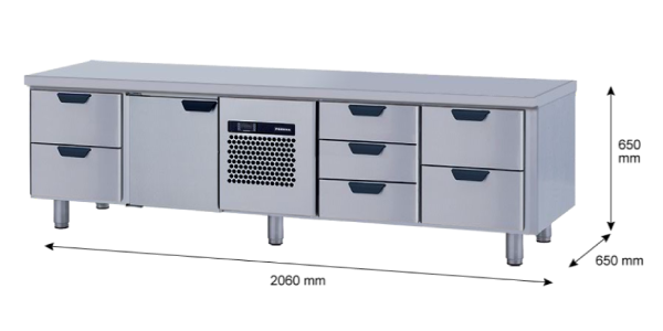 Porkka - Grillkylbänk GNL -  Kylaggregat, 4 Moduler - Mått: 2060 x 650 x 650mm - 35