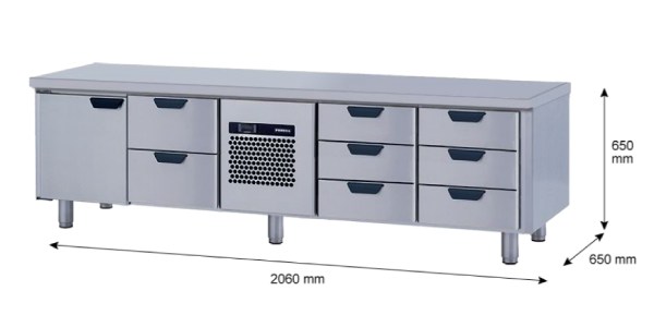 Porkka - Grillkylbänk GNL -  Kylaggregat, 4 Moduler - Mått: 2060 x 650 x 650mm - 18