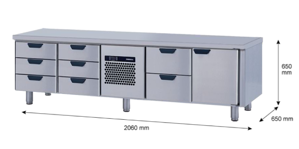 Porkka - Grillkylbänk GNL -  Kylaggregat, 4 Moduler - Mått: 2060 x 650 x 650mm - 76