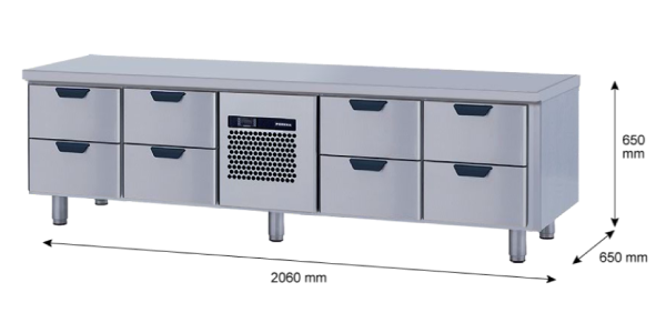 Porkka - Grillkylbänk GNL -  Kylaggregat, 4 Moduler - Mått: 2060 x 650 x 650mm - 41
