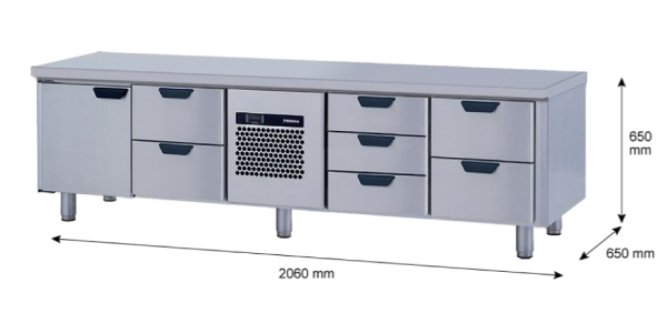 Porkka - Grillkylbänk GNL -  Kylaggregat, 4 Moduler - Mått: 2060 x 650 x 650mm - 17