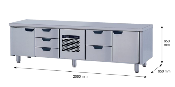 Porkka - Grillkylbänk GNL -  Kylaggregat, 4 Moduler - Mått: 2060 x 650 x 650mm - 22