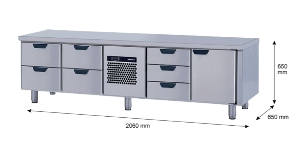 Porkka - Grillkylbänk GNL -  Kylaggregat, 4 Moduler - Mått: 2060 x 650 x 650mm - 43