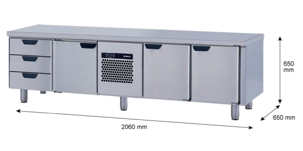 Porkka - Grillkylbänk GNL -  Kylaggregat, 4 Moduler - Mått: 2060 x 650 x 650mm - 55