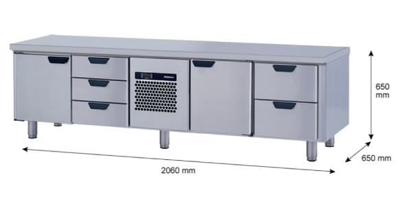 Porkka - Grillkylbänk GNL -  Kylaggregat, 4 Moduler - Mått: 2060 x 650 x 650mm - 20