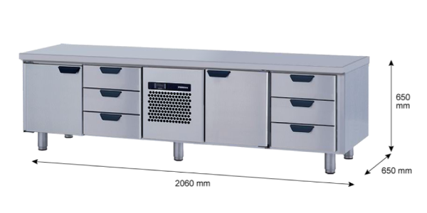 Porkka - Grillkylbänk GNL -  Kylaggregat, 4 Moduler - Mått: 2060 x 650 x 650mm - 21