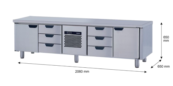 Porkka - Grillkylbänk GNL -  Kylaggregat, 4 Moduler - Mått: 2060 x 650 x 650mm - 25
