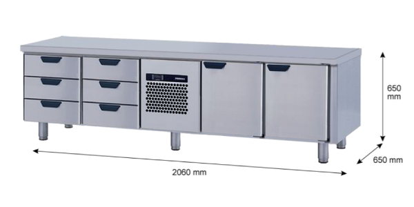 Porkka - Grillkylbänk GNL -  Kylaggregat, 4 Moduler - Mått: 2060 x 650 x 650mm - 73