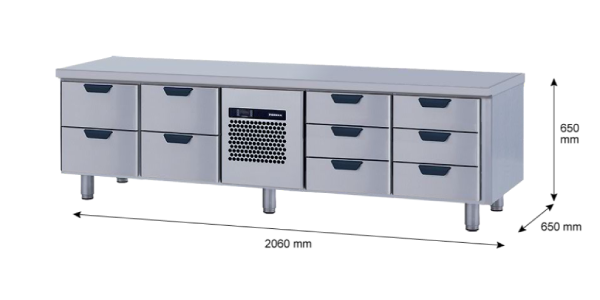Porkka - Grillkylbänk GNL -  Kylaggregat, 4 Moduler - Mått: 2060 x 650 x 650mm - 45