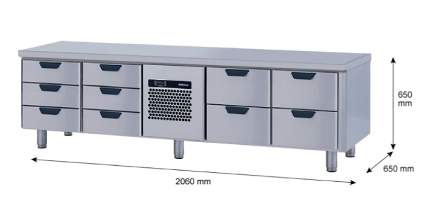 Porkka - Grillkylbänk GNL -  Kylaggregat, 4 Moduler - Mått: 2060 x 650 x 650mm - 77
