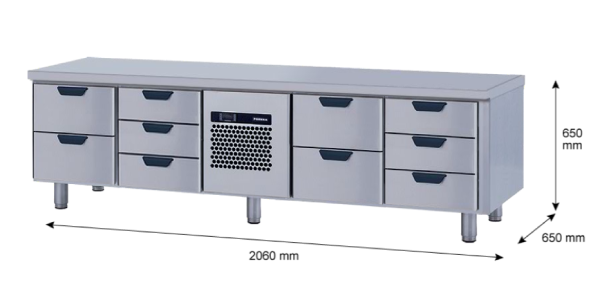 Porkka - Grillkylbänk GNL -  Kylaggregat, 4 Moduler - Mått: 2060 x 650 x 650mm - 51