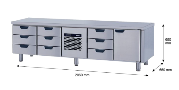 Porkka - Grillkylbänk GNL -  Kylaggregat, 4 Moduler - Mått: 2060 x 650 x 650mm - 79