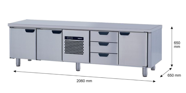 Porkka - Grillkylbänk GNL -  Kylaggregat, 4 Moduler - Mått: 2060 x 650 x 650mm - 7