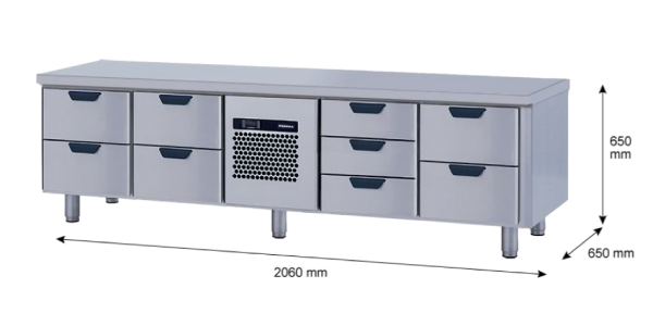 Porkka - Grillkylbänk GNL -  Kylaggregat, 4 Moduler - Mått: 2060 x 650 x 650mm - 44