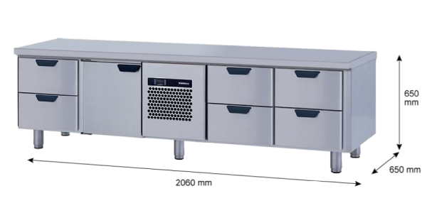 Porkka - Grillkylbänk GNL -  Kylaggregat, 4 Moduler - Mått: 2060 x 650 x 650mm - 32