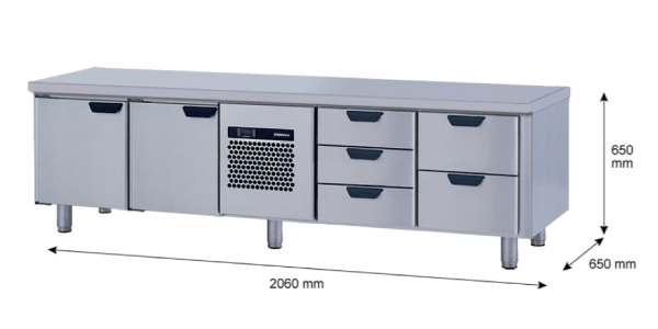 Porkka - Grillkylbänk GNL -  Kylaggregat, 4 Moduler - Mått: 2060 x 650 x 650mm - 8