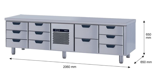 Porkka - Grillkylbänk GNL -  Kylaggregat, 4 Moduler - Mått: 2060 x 650 x 650mm - 78