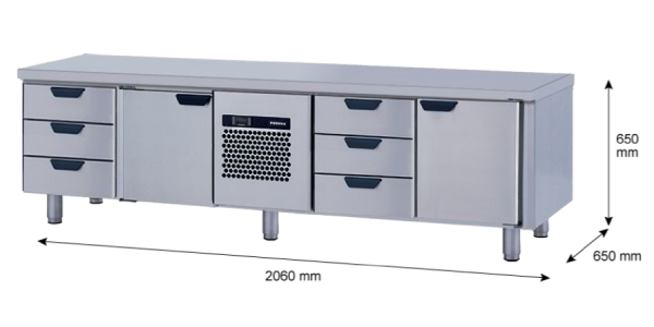 Porkka - Grillkylbänk GNL -  Kylaggregat, 4 Moduler - Mått: 2060 x 650 x 650mm - 61