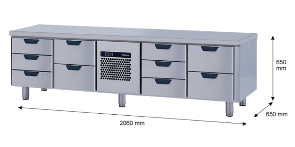 Porkka - Grillkylbänk GNL -  Kylaggregat, 4 Moduler - Mått: 2060 x 650 x 650mm - 71