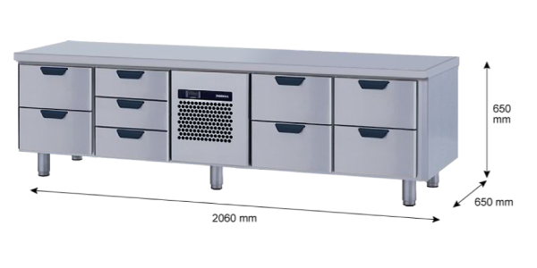 Porkka - Grillkylbänk GNL -  Kylaggregat, 4 Moduler - Mått: 2060 x 650 x 650mm - 50