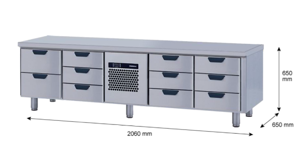Porkka - Grillkylbänk GNL -  Kylaggregat, 4 Moduler - Mått: 2060 x 650 x 650mm - 54
