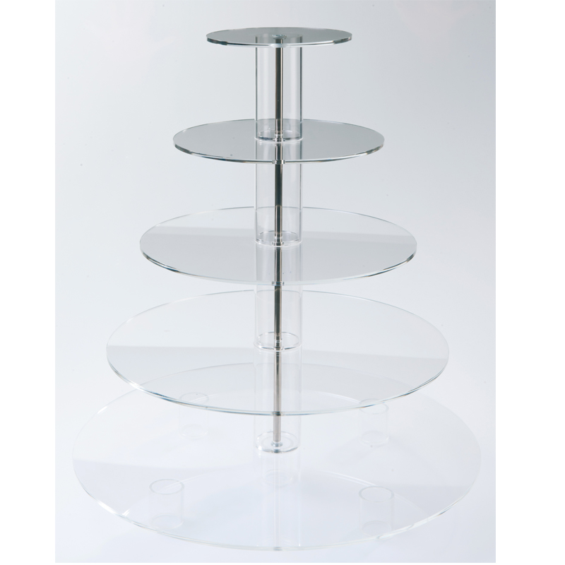Tårtställning, plexi, 5 etage, Ø500,420,340,260,180 mm