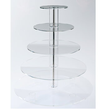 Tårtställning, plexi, 5 etage, Ø500,420,340,260,180 mm