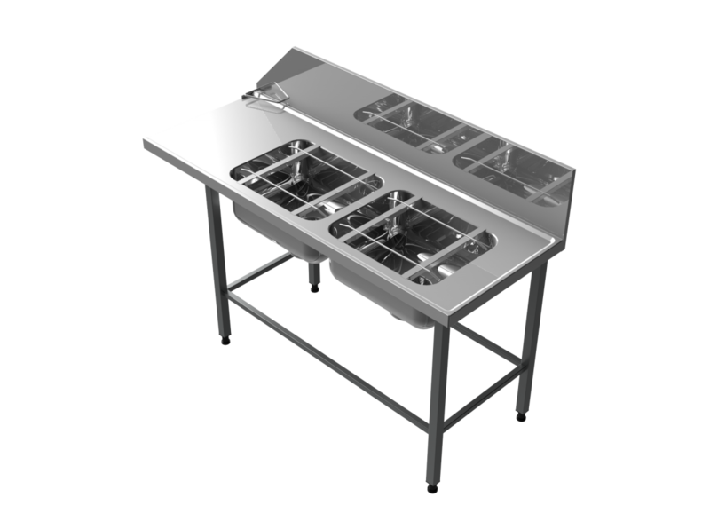 Molins Inmatningsbänk med 2 x DE-52 650mm djup och hög bakkant