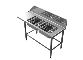 Molins Inmatningsbänk med 2 x DE-52 650mm djup och hög bakkant