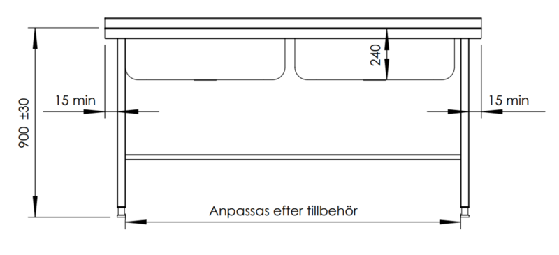 Molins Rostfri bänk med DE-76 och DE-76 650mm djup - 3