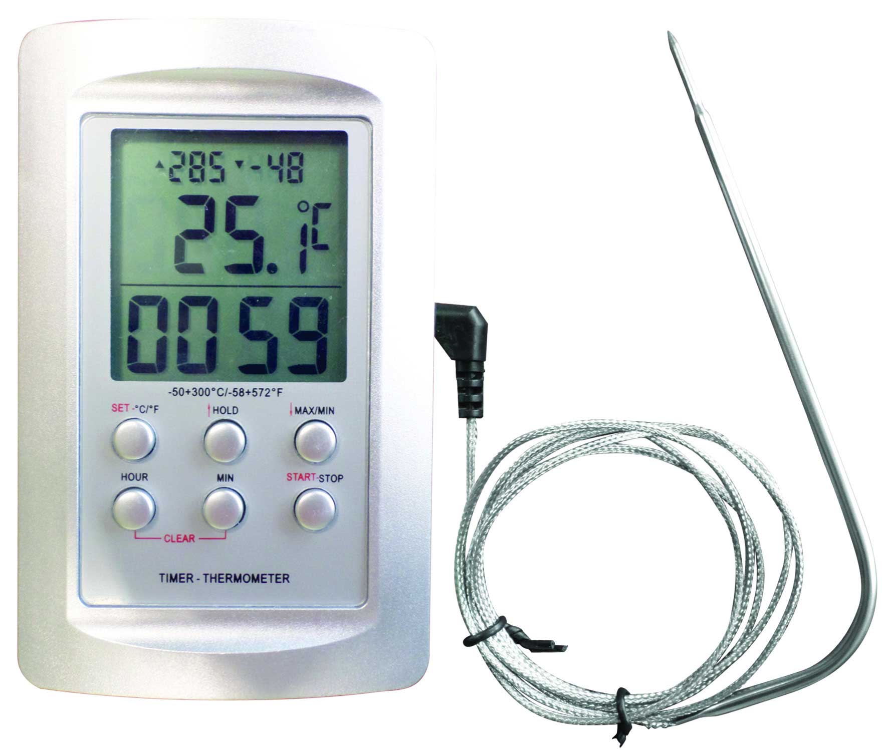 Termometer m timer och alarm -50 - +300°C