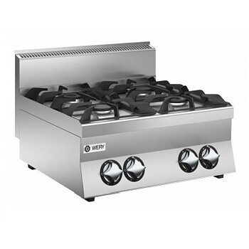 Wery PCG 67 - Gasspis - 4 öppna brännare 2x3,5 kW, 2x6,0 kW - 700 x 650 x 295 mm - 19,0 kW - CE-godkänd för 20 och 30 mbar