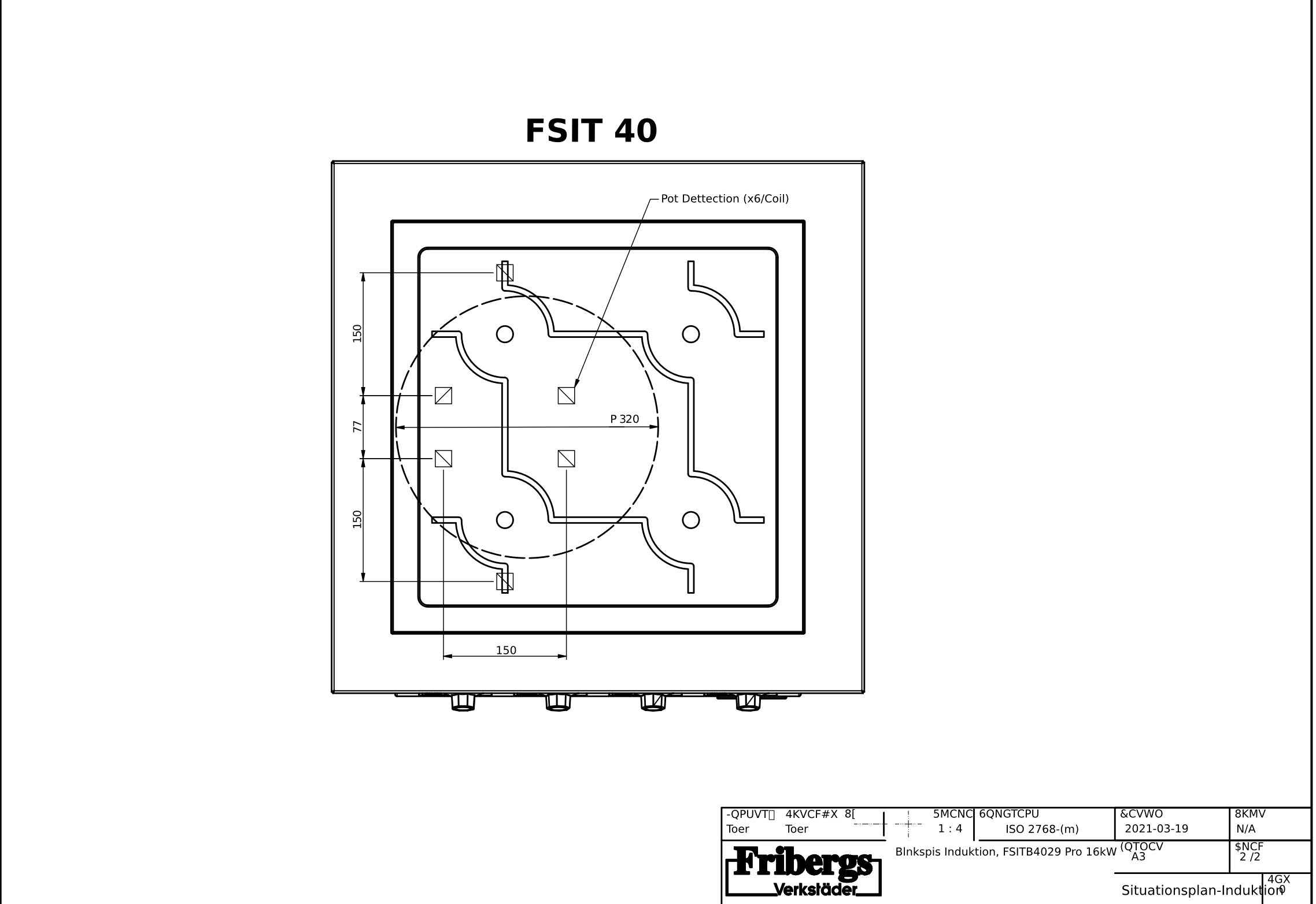 Fribergs - Induktionsspis - FSIB2129 Pro - 2 plattor 10kW - Smal front - Arbetsyta 2 zoner 250x250mm - 3