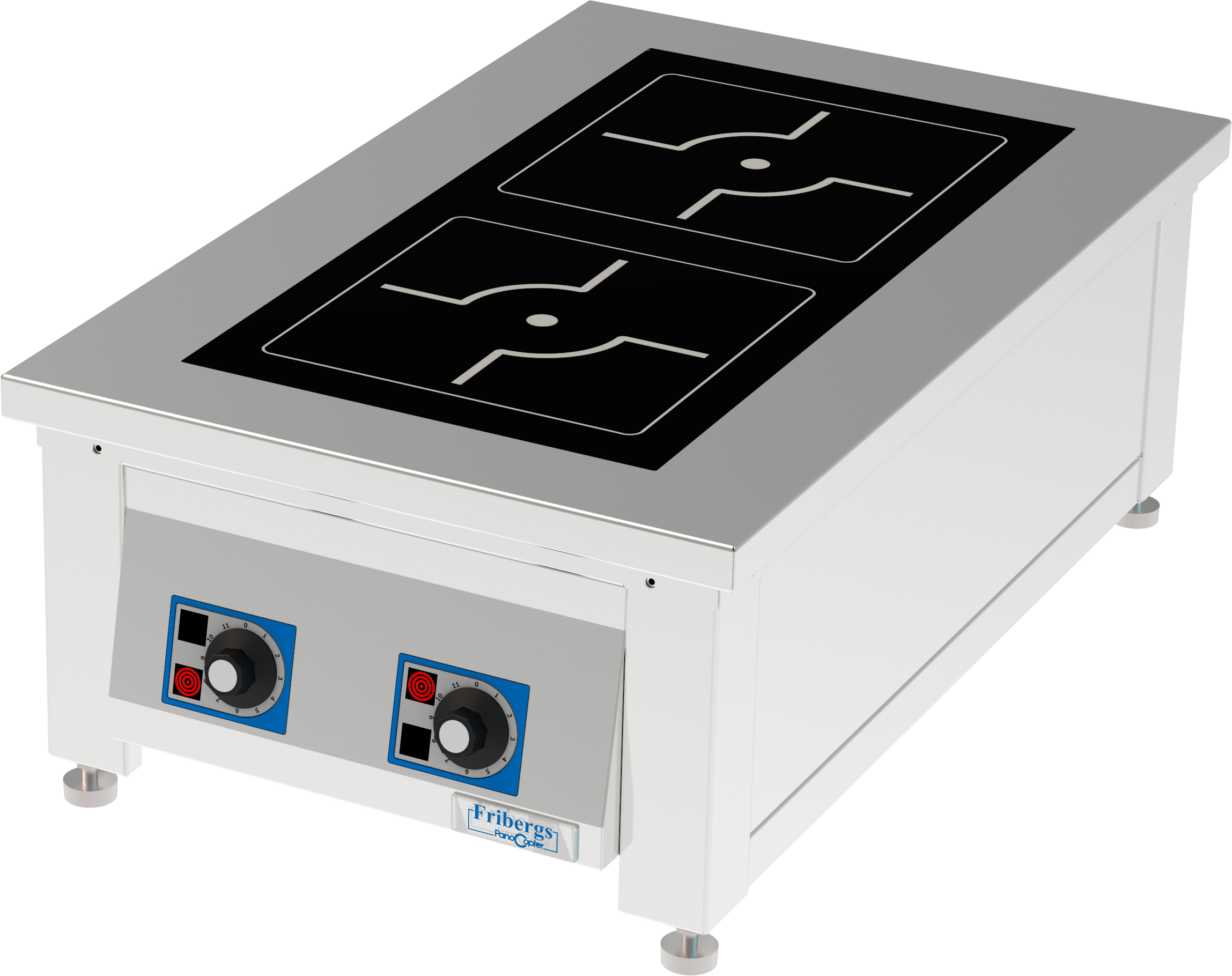 Fribergs - Induktionsspis - FSIB2129 Pro - 2 plattor 10kW - Smal front - Arbetsyta 2 zoner 250x250mm