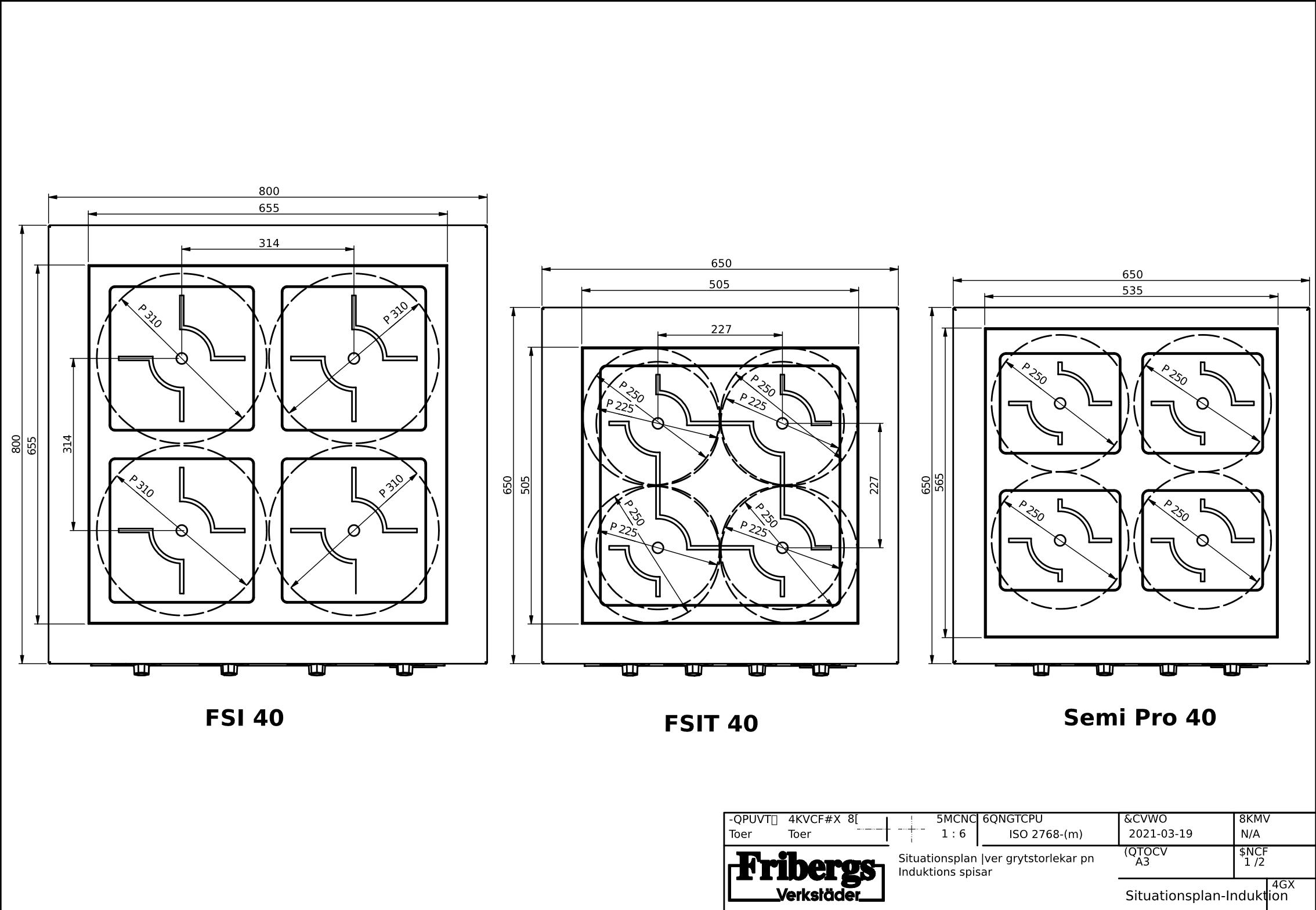 Fribergs - Induktionsspis - FSI6090 Pro - 6 plattor 21kW - Arbetsyta 6 zoner 250x250mm - 2